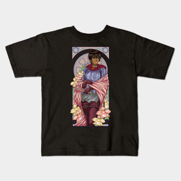 Art Nouveau of a Beautiful Warrior (Alternate) Kids T-Shirt by manoystee